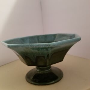 Artisan Teal Ceramic Pedestal Bowl